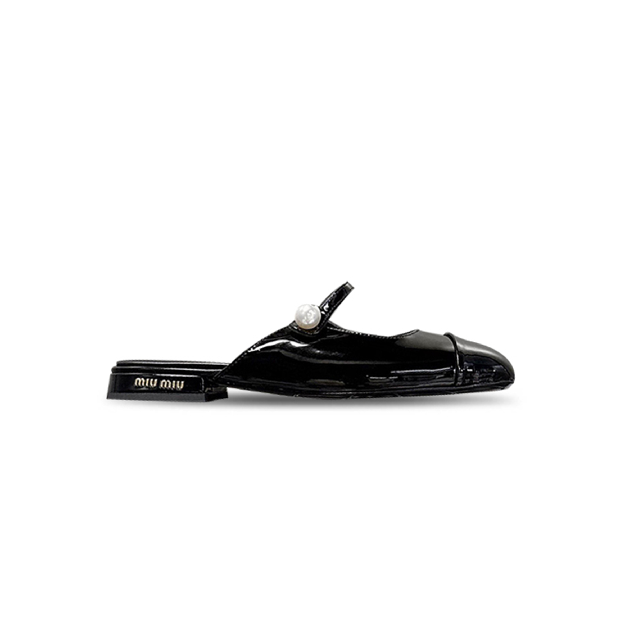 MIU MIU MARY JANE PATENT LEATHER FLAT MULES  MIU MIU MARY JANE PATENT LEATHER FLAT MULES